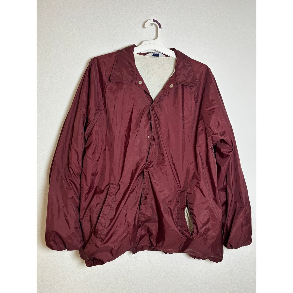 Haband! Vintage Maroon Coaches Jacket Snap Front Lined Windbreaker Mens XL